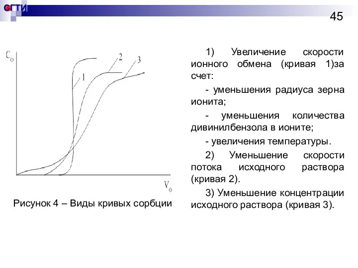 1) Увеличение скорости ионного обмена (кривая 1)за счет: - уменьшения радиуса зерна