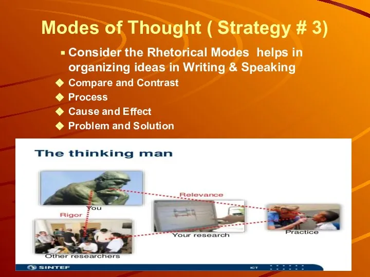 Modes of Thought ( Strategy # 3) Consider the Rhetorical Modes helps