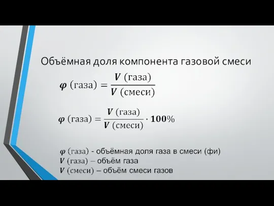 Объёмная доля компонента газовой смеси