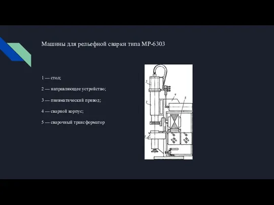 Машины для рельефной сварки типа МР-6303 1 — стол; 2 — направляющее