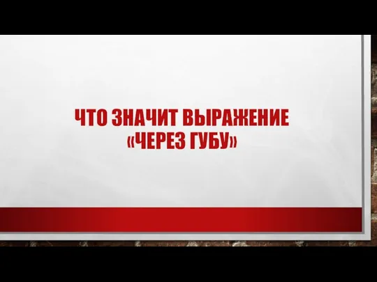 ЧТО ЗНАЧИТ ВЫРАЖЕНИЕ «ЧЕРЕЗ ГУБУ»