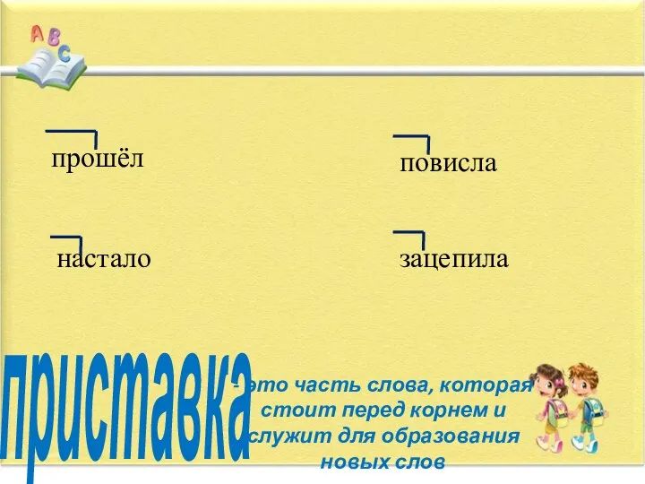 прошёл приставка - это часть слова, которая стоит перед корнем и служит