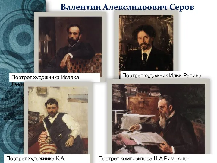 Валентин Александрович Серов Портрет художника Исаака Левитана Портрет художника К.А.Коровина Портрет художник