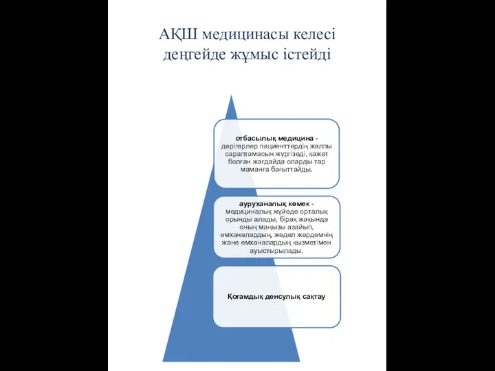 АҚШ медицинасы келесі деңгейде жұмыс істейді