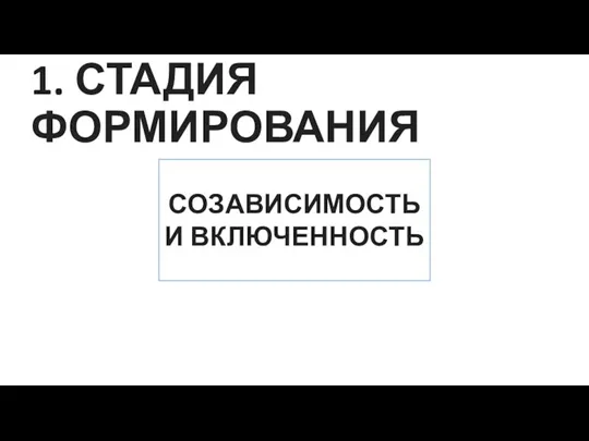 1. СТАДИЯ ФОРМИРОВАНИЯ СОЗАВИСИМОСТЬ И ВКЛЮЧЕННОСТЬ