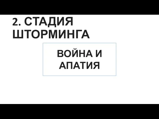 2. СТАДИЯ ШТОРМИНГА ВОЙНА И АПАТИЯ