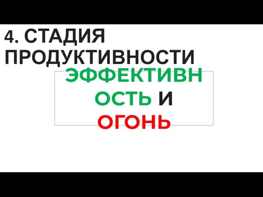 4. СТАДИЯ ПРОДУКТИВНОСТИ ЭФФЕКТИВНОСТЬ И ОГОНЬ