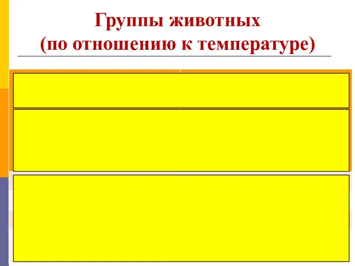 Группы животных (по отношению к температуре)