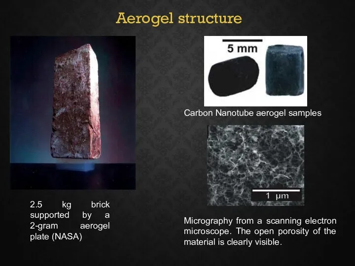 Carbon Nanotube aerogel samples Micrography from a scanning electron microscope. The open