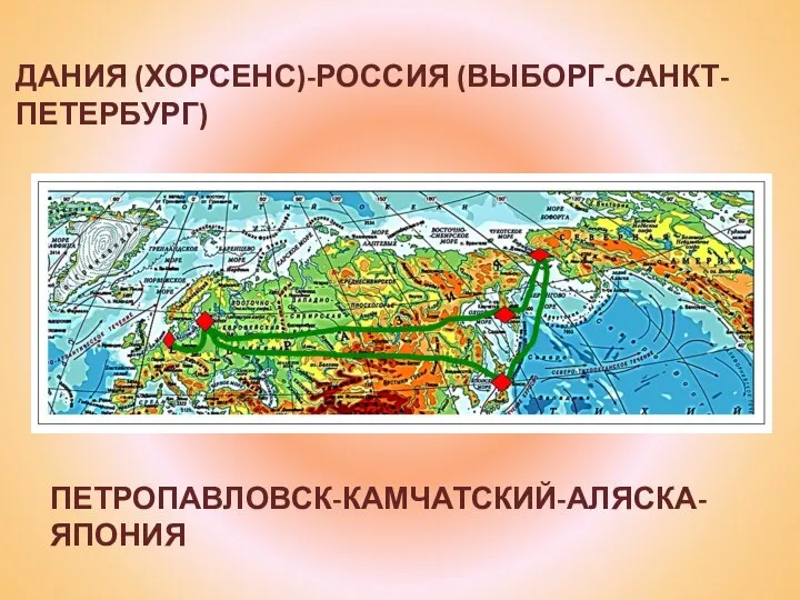 ДАНИЯ (ХОРСЕНС)-РОССИЯ (ВЫБОРГ-САНКТ-ПЕТЕРБУРГ) ПЕТРОПАВЛОВСК-КАМЧАТСКИЙ-АЛЯСКА-ЯПОНИЯ