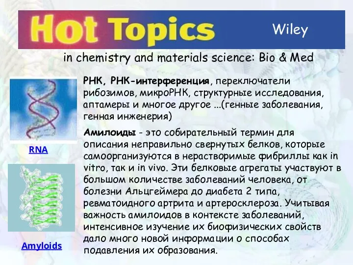 Wiley РНК, РНК-интерференция, переключатели рибозимов, микроРНК, структурные исследования, аптамеры и многое другое