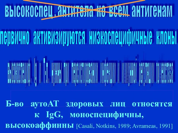 высокоспец . антитела ко всем антигенам высокоспециф . Ig и Т-л .