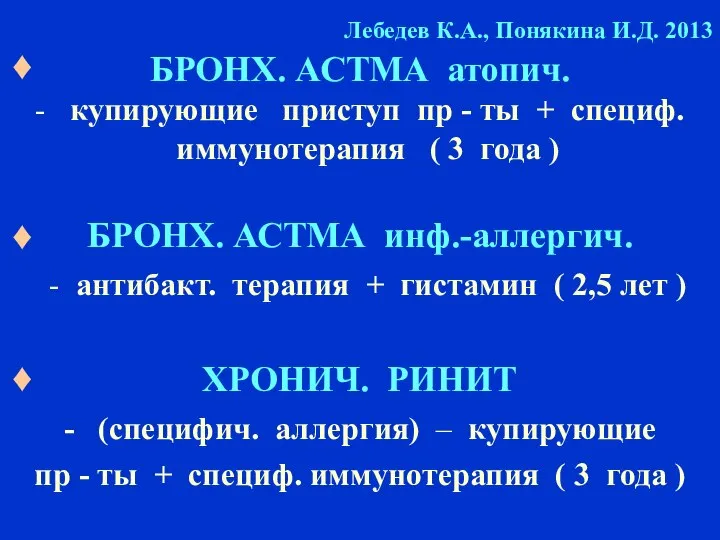 Лебедев К.А., Понякина И.Д. 2013 БРОНХ. АСТМА атопич. - купирующие приступ пр