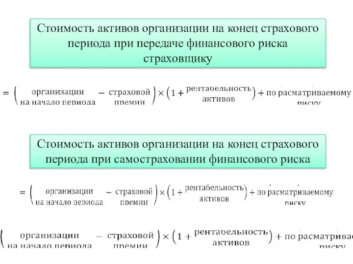 Стоимость активов организации на конец страхового периода при передаче финансового риска страховщику