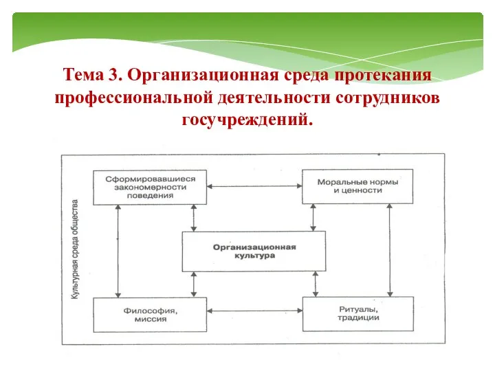 Тема 3. Организационная среда протекания профессиональной деятельности сотрудников госучреждений.