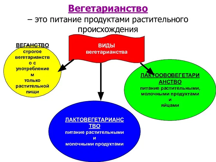 Вегетарианство – это питание продуктами растительного происхождения ВИДЫ вегетарианства ВЕГАНСТВО строгое вегетарианство