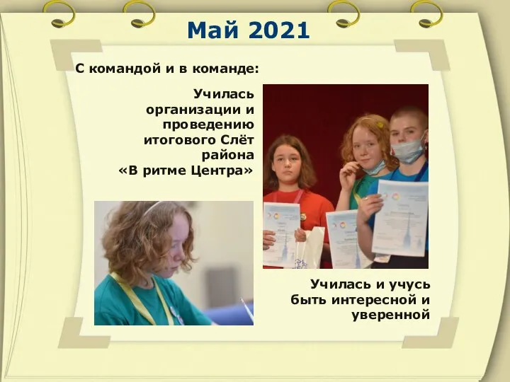 Май 2021 С командой и в команде: Училась организации и проведению итогового