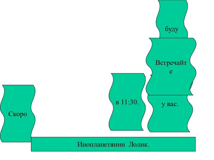 Скоро буду у вас. Встречайте в 11:30. Инопланетянин Лолик.