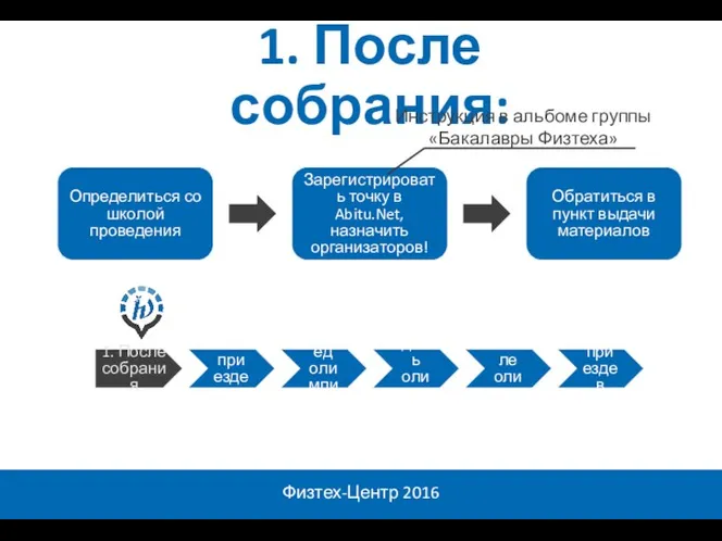 Физтех-Центр 2016 Определиться со школой проведения Зарегистрировать точку в Abitu.Net, назначить организаторов!