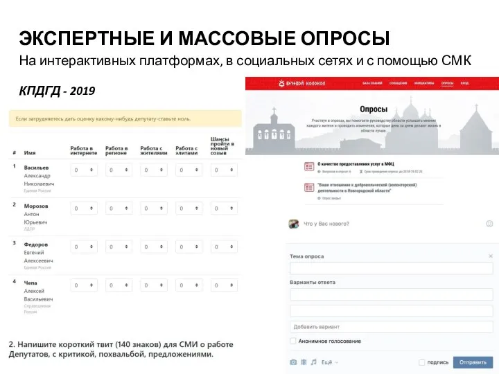 ЭКСПЕРТНЫЕ И МАССОВЫЕ ОПРОСЫ На интерактивных платформах, в социальных сетях и с