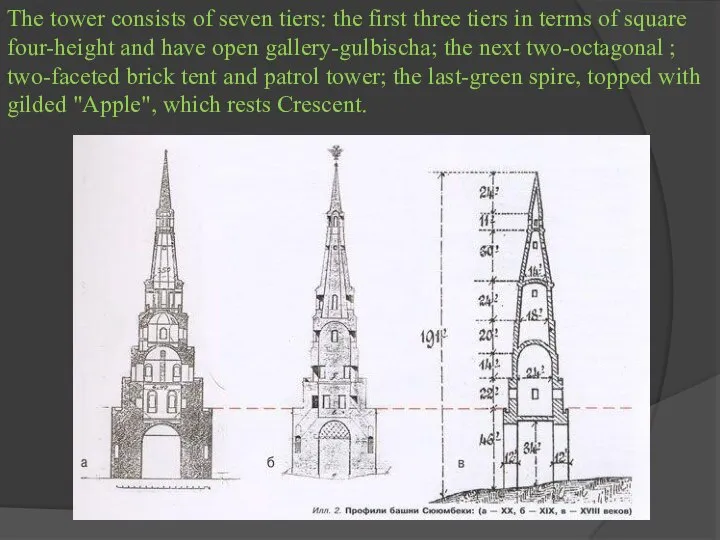The tower consists of seven tiers: the first three tiers in terms