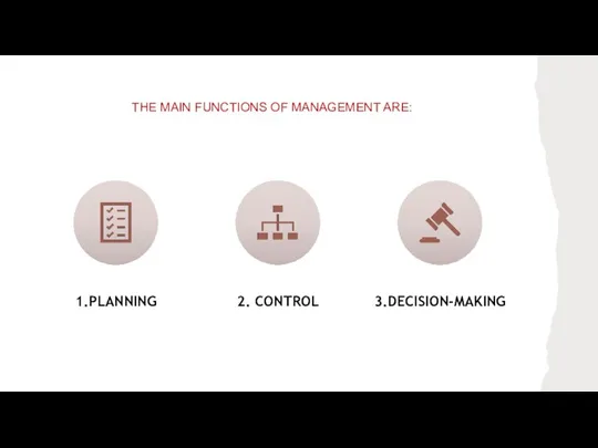 THE MAIN FUNCTIONS OF MANAGEMENT ARE:
