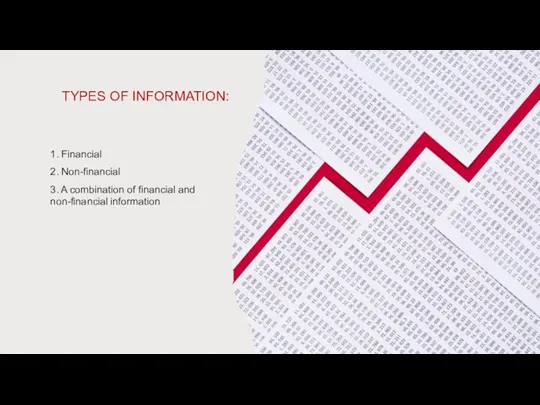 TYPES OF INFORMATION: 1. Financial 2. Non-financial 3. A combination of financial and non-financial information