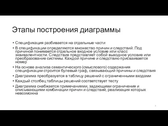 Этапы построения диаграммы Спецификация разбивается на отдельные части В спецификации определяются множество