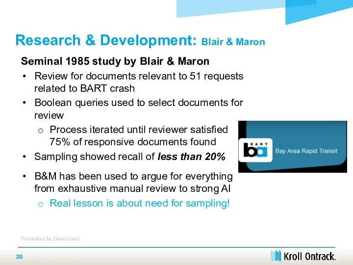 Seminal 1985 study by Blair & Maron Review for documents relevant to