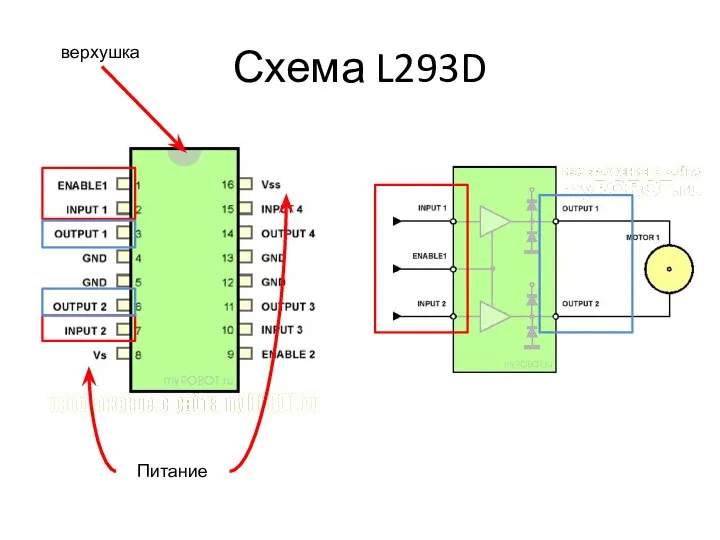 Схема L293D Питание верхушка