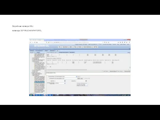 Серийные номера RRU: команда DSP RRUCHAINPHYTOPO:;