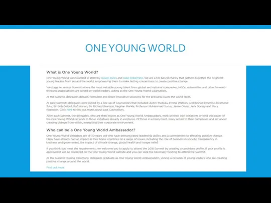 ONE YOUNG WORLD