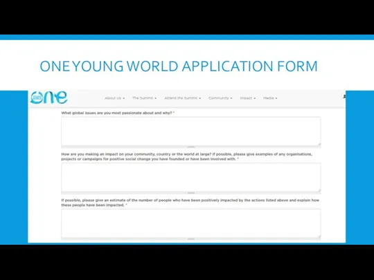 ONE YOUNG WORLD APPLICATION FORM