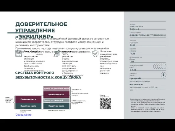 регион инвестирования Россия Тип продукта доверительное управление валюта стратегии RUB валюта активов