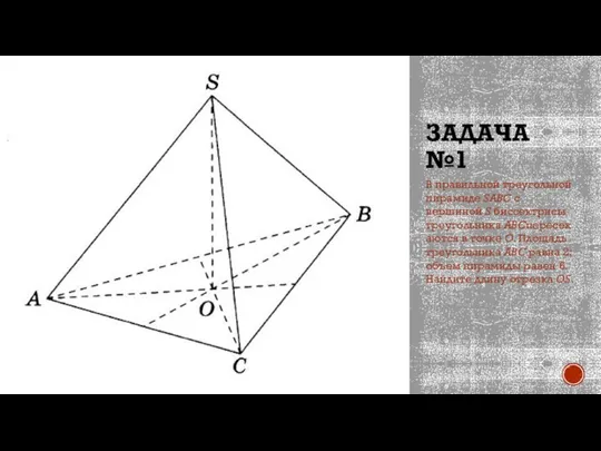 ЗАДАЧА №1 В правильной треугольной пирамиде SABC с вершиной S биссектрисы треугольника