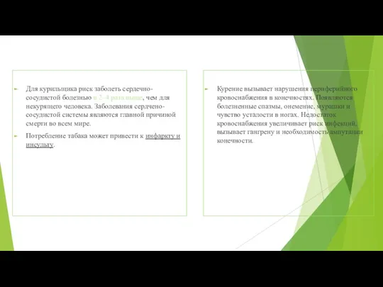 Для курильщика риск заболеть сердечно-сосудистой болезнью в 2–4 раза выше, чем для