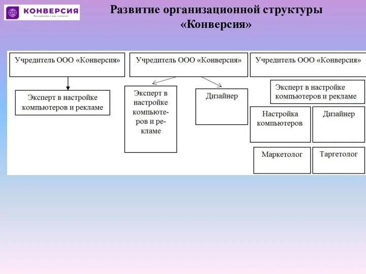 Развитие организационной структуры «Конверсия»