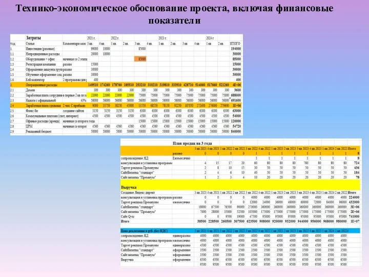 Технико-экономическое обоснование проекта, включая финансовые показатели