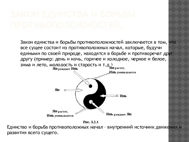 ЗАКОН ЕДИНСТВА И БОРЬБЫ ПРОТИВОПОЛОЖНОСТЕЙ. Закон единства и борьбы противоположностей заключается в