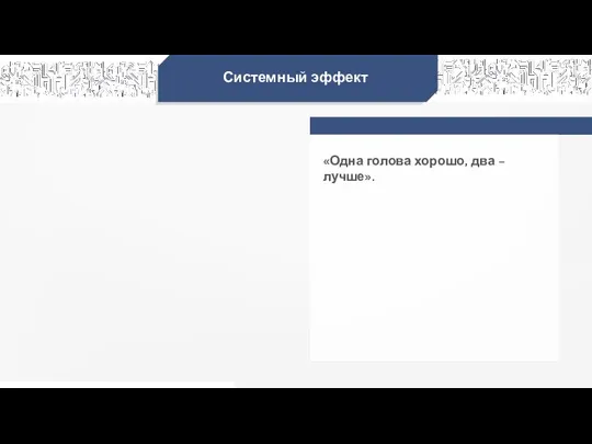 Системный эффект «Одна голова хорошо, два – лучше».