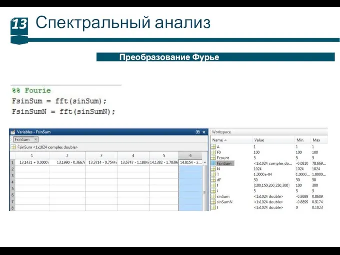 Спектральный анализ 13 Преобразование Фурье