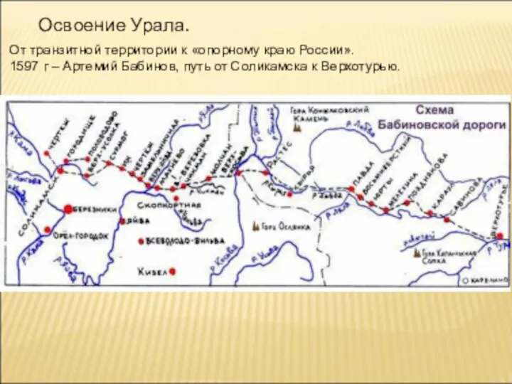 Освоение Урала. От транзитной территории к «опорному краю России». 1597 г –