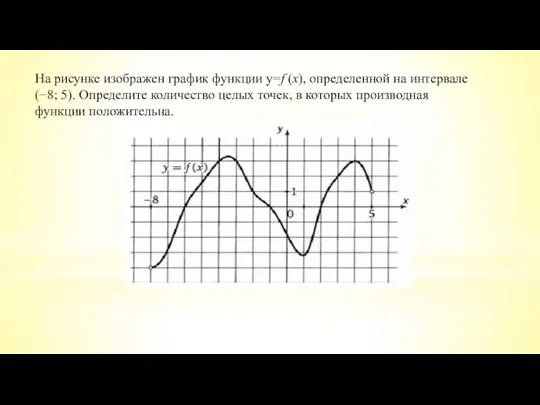 На рисунке изображен график функции у=f (x), определенной на интервале (−8; 5).