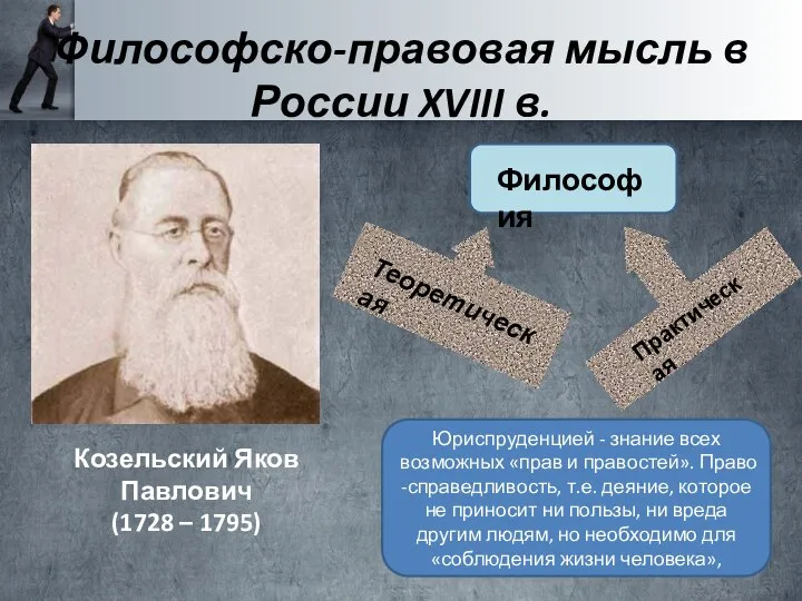 Философско-правовая мысль в России XVIII в. Козельский Яков Павлович (1728 – 1795)