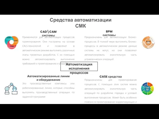 CASE средства Предназначены для проектирования процессов. С помощью этих систем можно автоматизировать