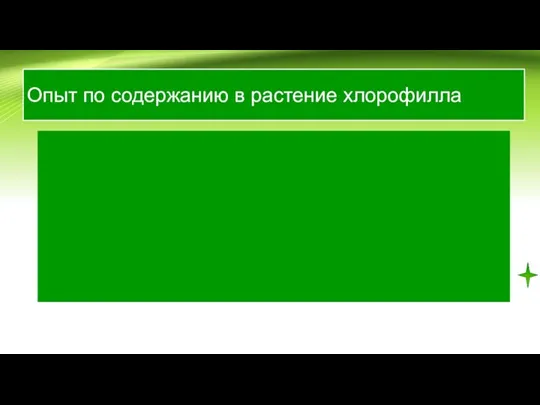 Опыт по содержанию в растение хлорофилла