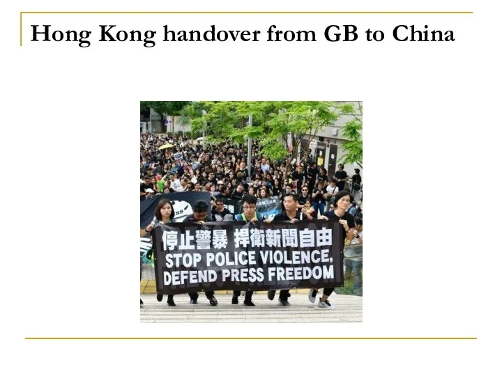 Hong Kong handover from GB to China