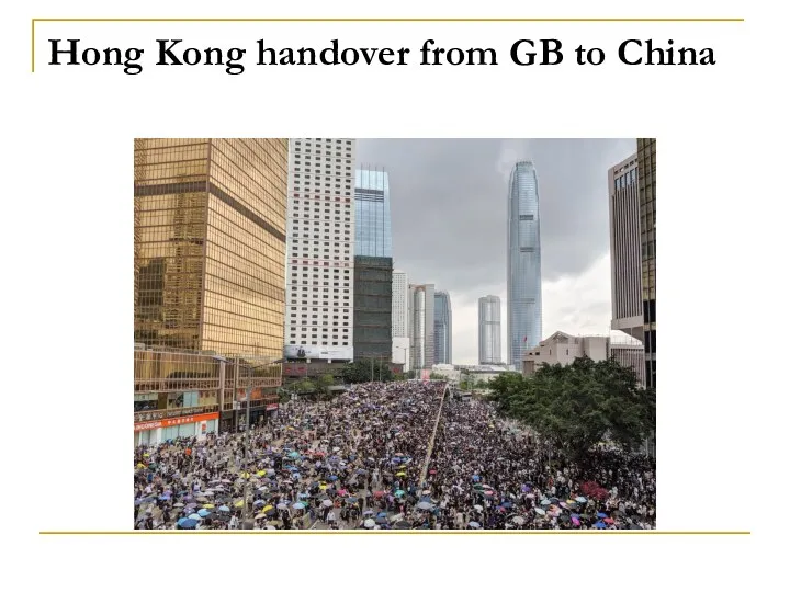 Hong Kong handover from GB to China