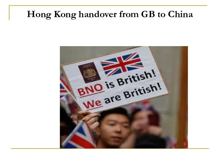 Hong Kong handover from GB to China