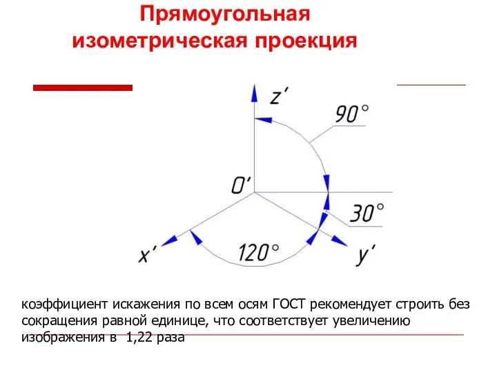 Прямоугольная изометрическая проекция коэффициент искажения по всем осям ГОСТ рекомендует строить без